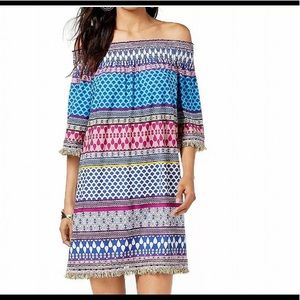 Trina Turk Womens Dress BlueShift Off-The-Shoulder